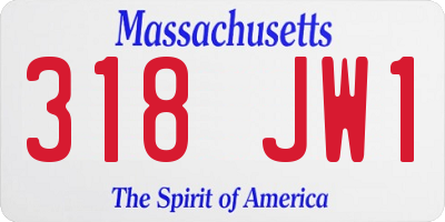 MA license plate 318JW1