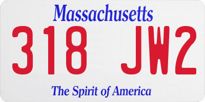 MA license plate 318JW2