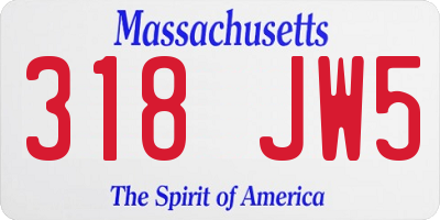 MA license plate 318JW5
