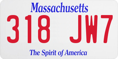 MA license plate 318JW7