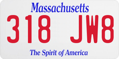 MA license plate 318JW8