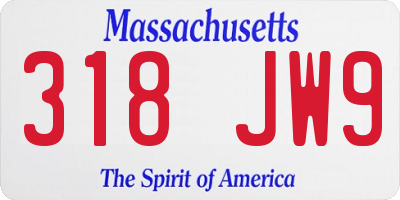 MA license plate 318JW9