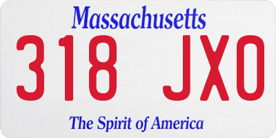 MA license plate 318JX0
