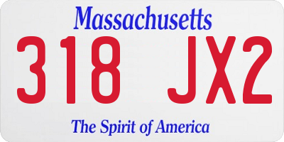 MA license plate 318JX2