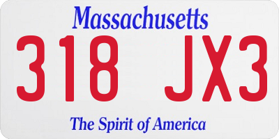 MA license plate 318JX3