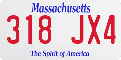 MA license plate 318JX4
