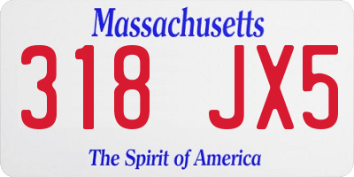 MA license plate 318JX5