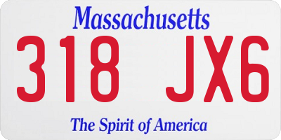 MA license plate 318JX6