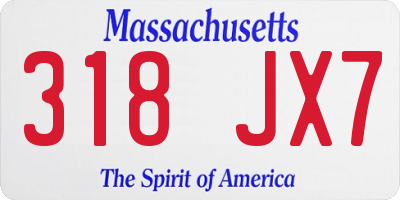 MA license plate 318JX7