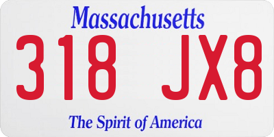 MA license plate 318JX8