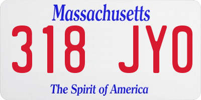 MA license plate 318JY0