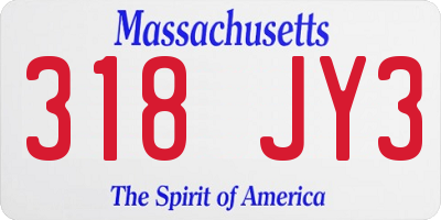 MA license plate 318JY3