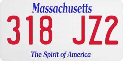 MA license plate 318JZ2