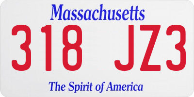 MA license plate 318JZ3