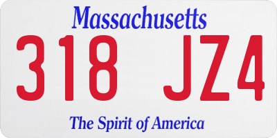 MA license plate 318JZ4