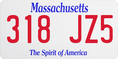 MA license plate 318JZ5