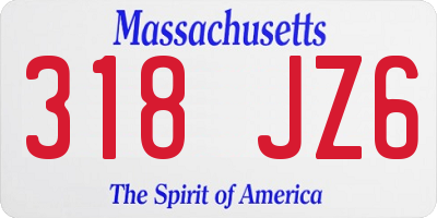 MA license plate 318JZ6