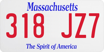 MA license plate 318JZ7
