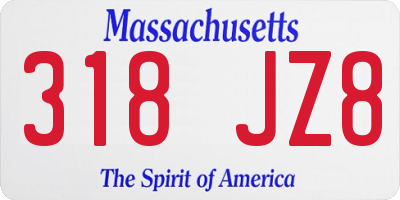 MA license plate 318JZ8