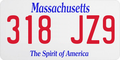 MA license plate 318JZ9