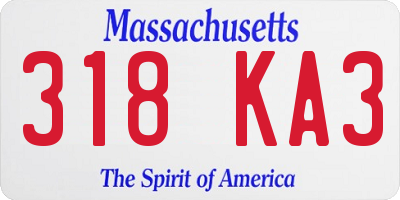 MA license plate 318KA3