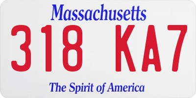 MA license plate 318KA7