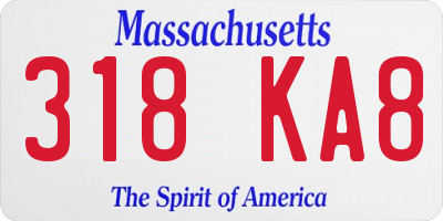 MA license plate 318KA8