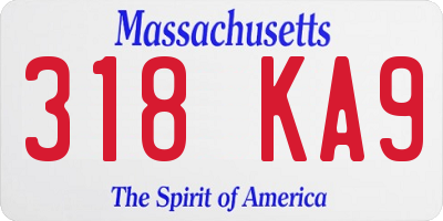 MA license plate 318KA9