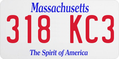 MA license plate 318KC3