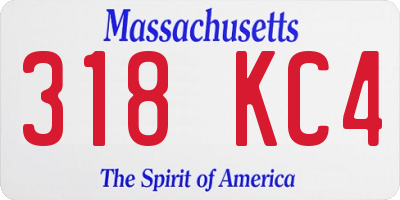 MA license plate 318KC4