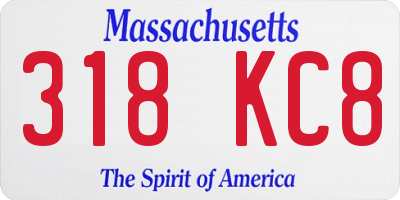 MA license plate 318KC8