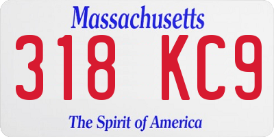 MA license plate 318KC9