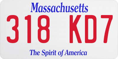 MA license plate 318KD7