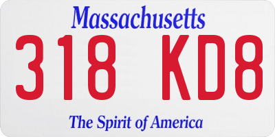 MA license plate 318KD8