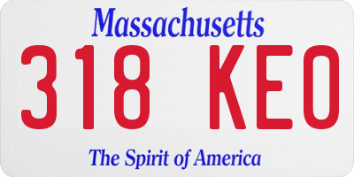 MA license plate 318KE0