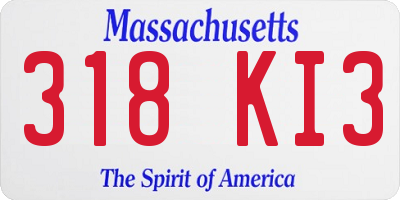 MA license plate 318KI3