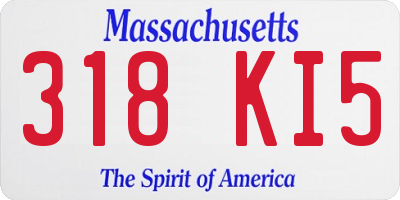 MA license plate 318KI5