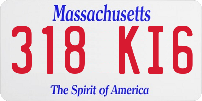 MA license plate 318KI6