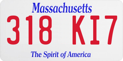 MA license plate 318KI7