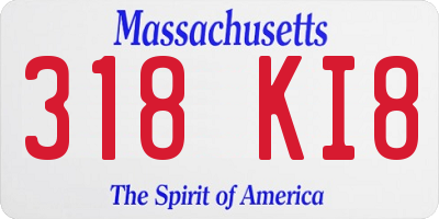 MA license plate 318KI8