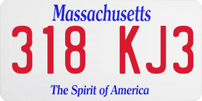 MA license plate 318KJ3