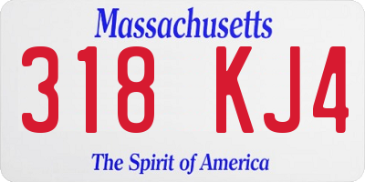 MA license plate 318KJ4