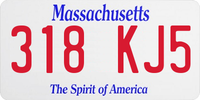 MA license plate 318KJ5