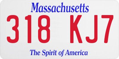 MA license plate 318KJ7