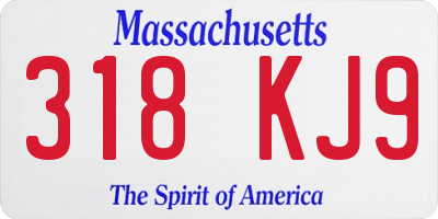 MA license plate 318KJ9