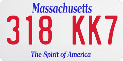 MA license plate 318KK7