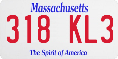 MA license plate 318KL3