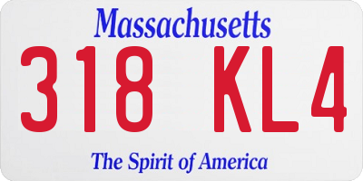 MA license plate 318KL4