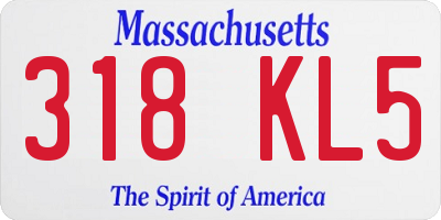 MA license plate 318KL5