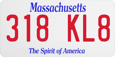 MA license plate 318KL8